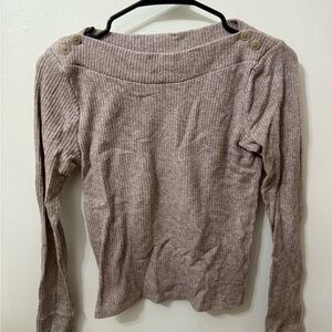 Madewell Ribbed Knit Sweater in Soft Beige